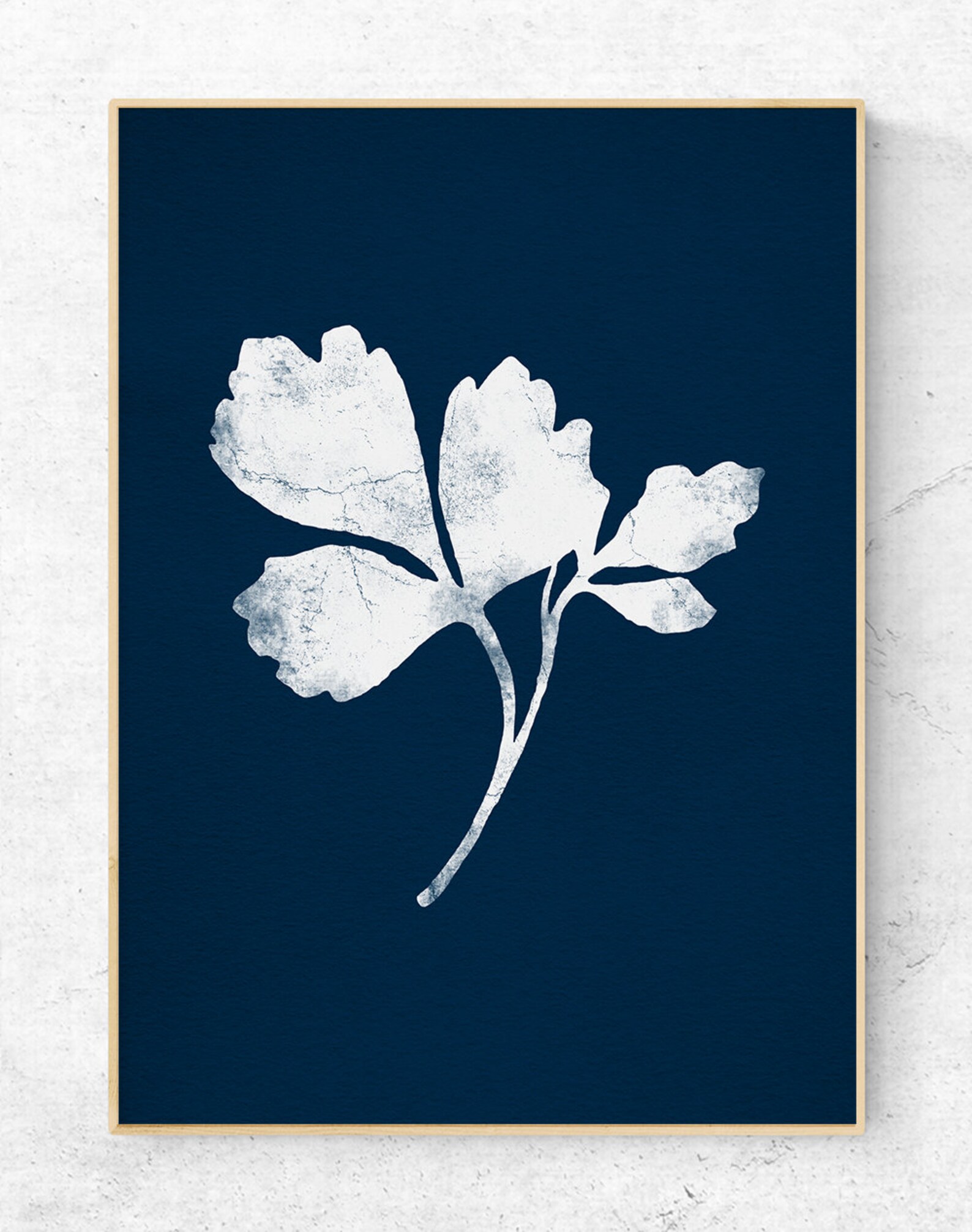 Leaf Print, Botanical Wall Art Decor, Plant Leaf Printable, Navy Blue