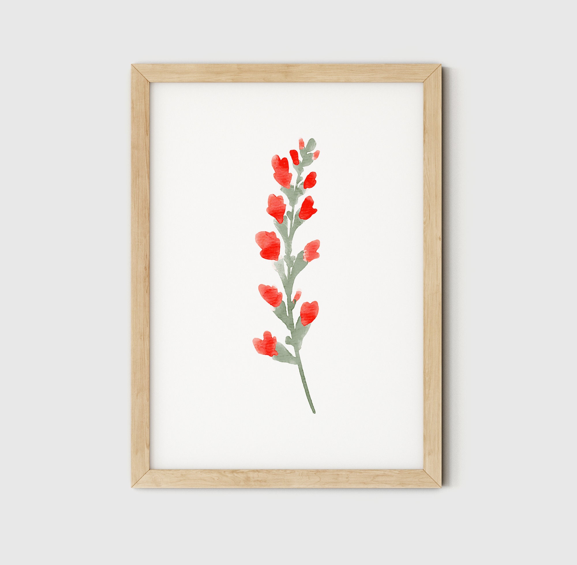 Floral Wall Art Set of 3 Red Flower Print Instant Download | Etsy