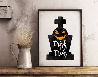 Grunge halloween printables decorations, quote print, trick-or-treat art, halloween print, room decor, halloween wall art, scary holiday