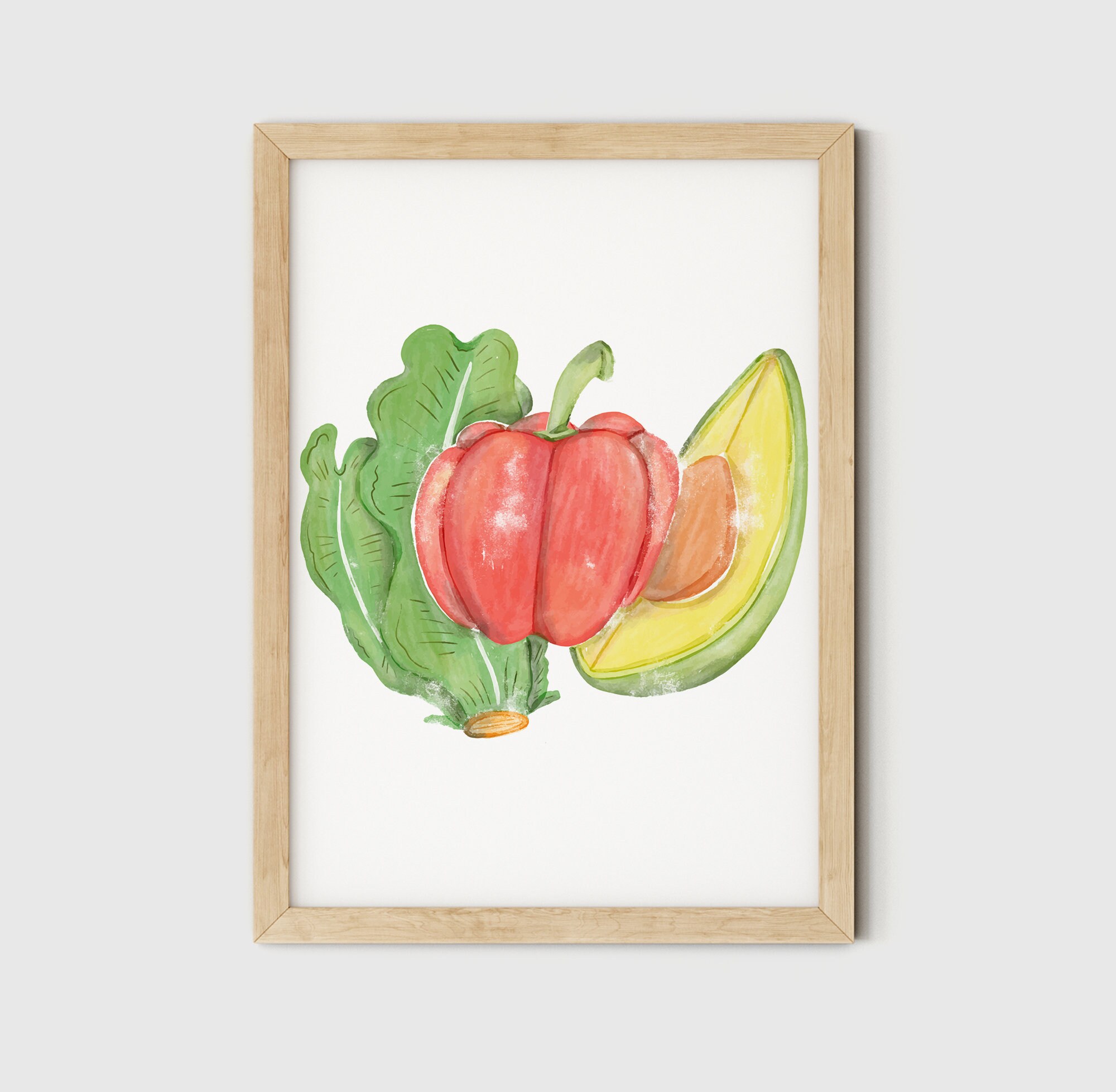 rustic vegetable kitchen prints | 3-piece wall art |... Kitchen Decor Wall Prints Set of 3, Vegetable Print Digital Download ...