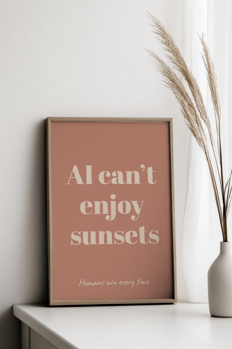 Anti AI Poster Funny Tech Digital Print IT Office Humor Earth Tone Decor Techie Friend Gift Anti AI Print Geek Home Decor Printable image 9