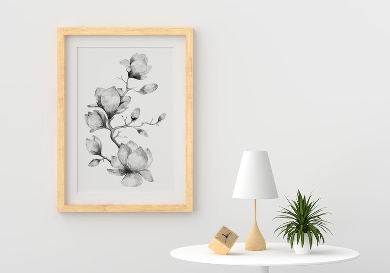 Black and White Prints, Floral Printable Art, Printable Digital ...