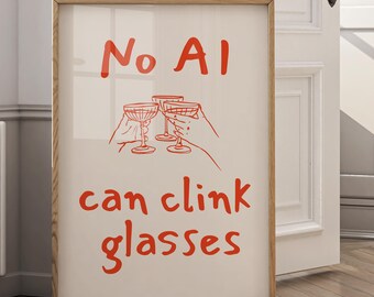 Quirky Bar Cart AI Humor Art Print | Witty Tech Decor (Digital Download)