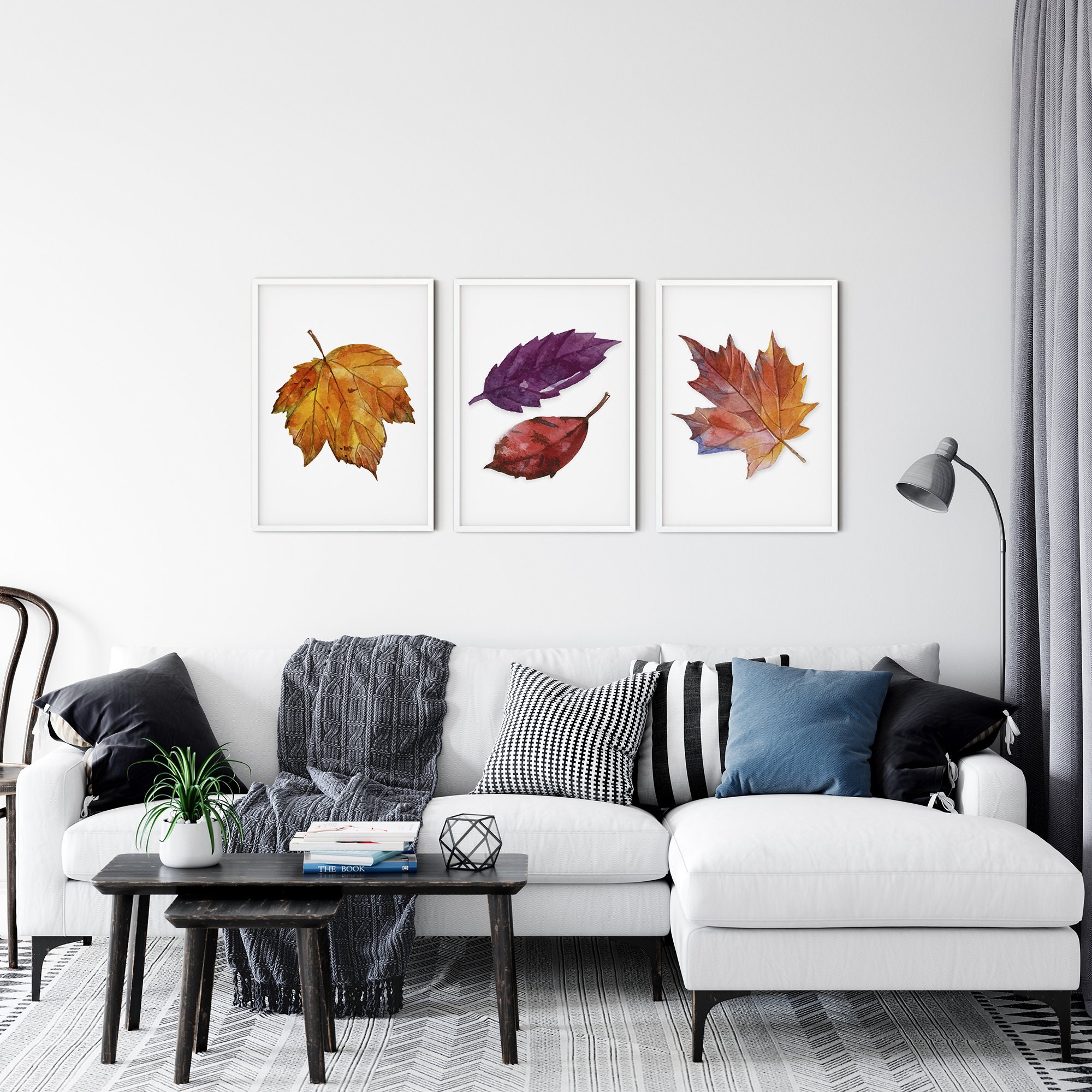 Fall Decor Set of 3 Prints Autumn Leaves Printable Wall Art - Etsy