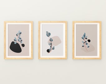 Botanical Print Set, Floral Prints, Set of 3 Prints, Printable Wall Art, Art Prints Set of 3, Instant Download, Digital Download, Nature Art