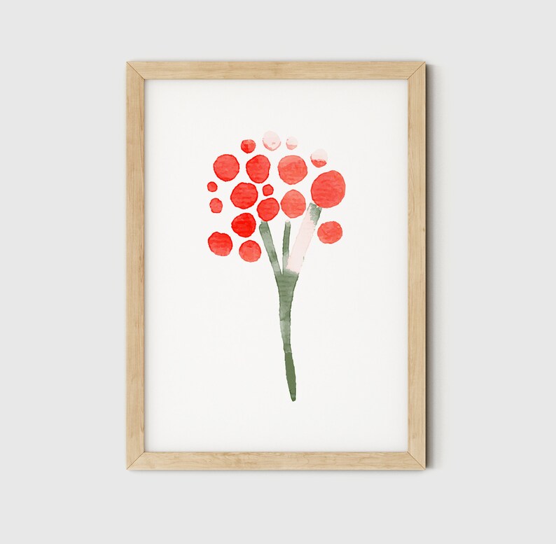 Floral Wall Art Set of 3 Red Flower Print Instant Download | Etsy