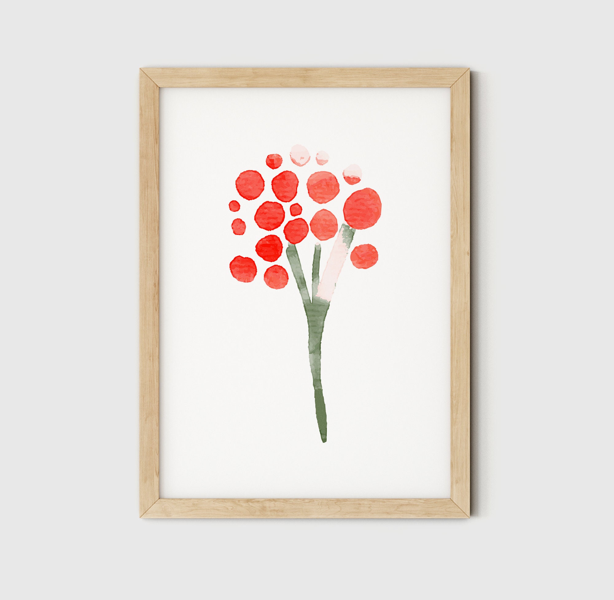 Floral Wall Art Set of 3 Red Flower Print Instant Download | Etsy