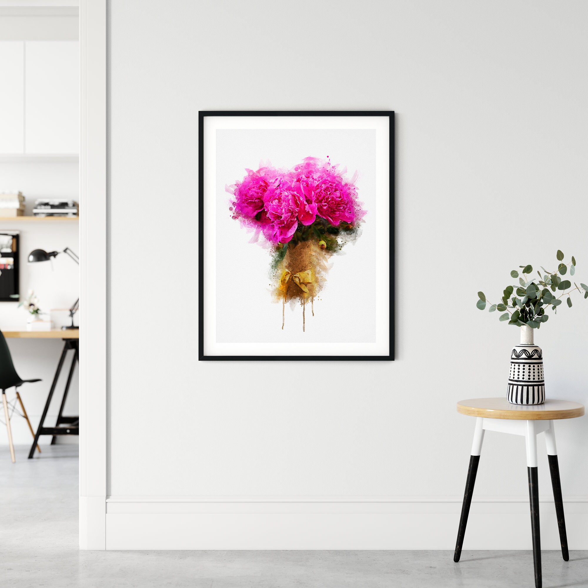 Peonies Print Wall Art, Printable Watercolor Floral Art, Peony Print ...