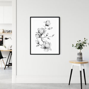 Black and White Prints, Floral Printable Art, Printable Digital ...