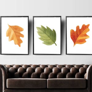 Autumn Decor Set of 3 Prints, Autumn Leaves Printable Wall Art Instant ...