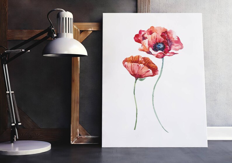 Flower Wall Art Set of 2 Prints Instant Download Plant Wall Etsy