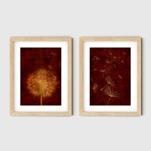 Dandelion Wall Art Set of 2 Prints, Dandelion Print, Botanical Printable Instant Download, Dandelion Poster Digital Download, Set of Prints
