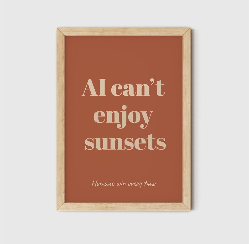 Anti AI Poster Funny Tech Digital Print IT Office Humor Earth Tone Decor Techie Friend Gift Anti AI Print Geek Home Decor Printable image 6