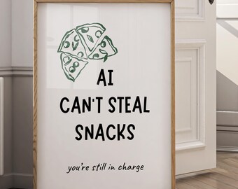 Funny AI Snack Poster | Gamer Room Decor Printable Art (Digital Print)