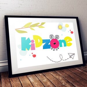 Playroom Decor Kids Zone Sign Printable Art, Kids Room Decor, Nursery Wall Art Printable, Kids ...