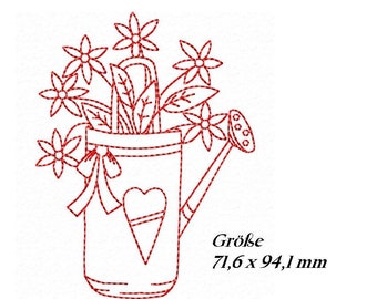 Stickdatei Gieskanne Redwork 10x10