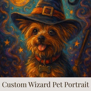 Custom Wizard Pet Portrait – Turn Your Pet into a Magical Wizard | Personalized Fantasy Art from Photo | JPEG Digital Download for Gifts