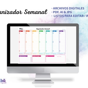 Organizador / Agenda Semanal 2024 IMPRIMIBLE / tamaño CARTA, formatos: pdf · ai · jpg
