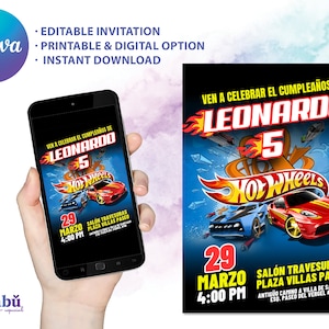 Convite Editável HOTWHEELS - Convite editável no Canva - Digital e para Impressão