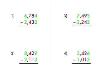 DIGITAL - Subtraction Math Problems Set