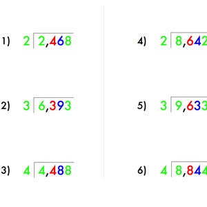 DIGITAL - Division Math Problems Set