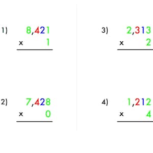 DIGITAL - Multiplication Math Problems Set