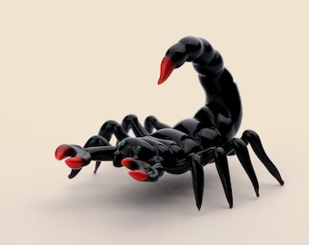 Murano Glass Scorpion Figurine: Handmade Miniature Desk Decor (2 in)