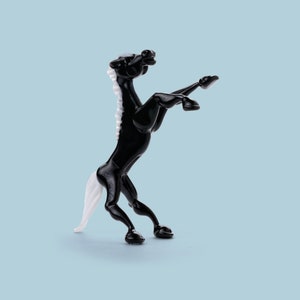 Black Horse Figurine Handmade with Glass Art, Miniature Animal Figurine
