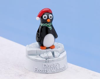 Handmade Glass Penguin Figurine: Personalized Christmas Decor