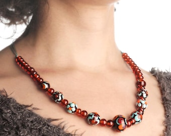 Collier Vénitien Mariage - Perles Murano Verre Noeud - Occasion Bon État