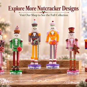 Unique holiday keepsake made from lampworked glass, featuring a colorful Nutcracker sculptures designed for Christmas decorating and collecting.