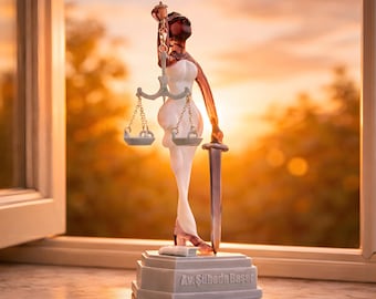 Figura de Cristal Dama de la Justicia Personalizada, Regalo Abogado, Estatua Temis Artesanal, Regalo Graduación Derecho, Decoración Bufete