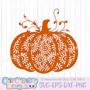 Mandala Pumpkin SVG Aztec Single layer Thanksgiving Autumn Zentangle Iron on design Cricut, Silhouette Digital SVg Eps Dxf Cut Files