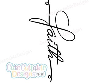 Faith Cross, Faith SVG, Christian sideways cross T shirt iron on design, SVG, Eps, Dxf, Printable Png, Silhouette, Cricut Cut file
