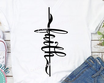 Faith SVG, Faith Cross svg, Christian sideways cross T shirt iron on design, easter Christ SVG Eps, Dxf, Png, Silhouette, Cricut Cut file