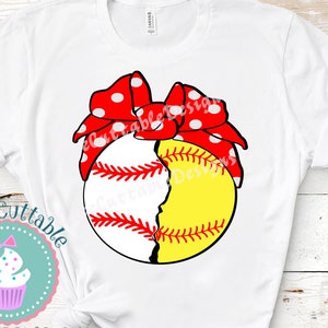 Red Bandana Softball Baseball Split SVG: Sports Mom Design (Cut File)