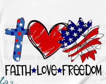 Patriotic Sunflower Cross PNG: American Flag Sublimation Design (Digital Download)