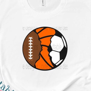 3 ball Split Football Basketball Soccer svg Baller Mom Busy Raising Ballers Sports Sublimation design Svg, Eps DXF Cut file Png Print file
