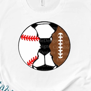 3 ball Split Football Soccer Baseball svg Baller Mom Busy Raising Ballers Sports Sublimation design Svg, Eps DXF Cut file PngFoot