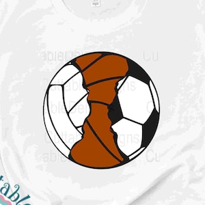 3 ball Split Soccer Basketball Volleyball svg Baller Mom Busy Raising Ballers Sports Sublimation design Svg, Eps DXF Cut file Png