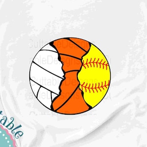 3 ball Split Volley Basketball Softball svg Baller Mom Busy Raising Ballers Sports Sublimation design Svg, Eps DXF Cut file Png