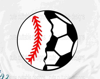 Split Baseball Soccer Ball SVG: Proud Mom Shirt Design (Digital File)