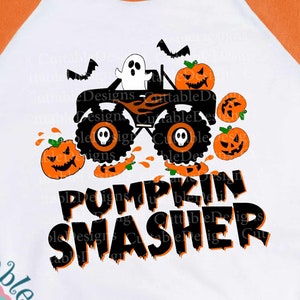 Pumpkin Smasher svg Pumpkin truck svg Monster Truck Halloween Smashing boy kids Ghost Svg Dxf Eps Png Cut Files Design Silhouette Cricut