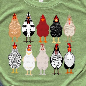 Chickens Breeds Png Shirt Design, Hen Rooster Chicken lover sweatshirt design, Loves Chickens png sublimation Clipart Popular