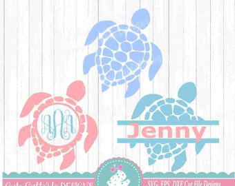 Sea Turtle Monogram frame svg, Beach Svg, Ocean Svg, Dxf, Eps, png Cricut Design Space, Silhouette, Digital Cut Files, Instant Download