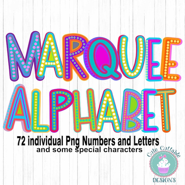 Marquee Letters png, Bright Alphabet clipart Font, Funky Colorful letters Numbers, Hand Drawn Alpha Font Digital Sublimation PNG Design
