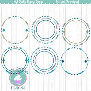 Arrow Monogram Frames Svg Files, Cute Arrow Svg Digital Design, Cutting files for Silhouette & Cricut - Svg Dxf Eps, Png Silhouette Cuttable