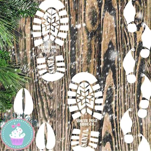 Santa Footprint svg Bundle, Christmas footsteps reindeer tracks elf shoes, boot print stencil svg eps dxf png cricut silhouette glowforge