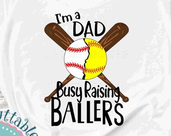 Dad Raising Ballers SVG: Baseball Softball Shirt Design (Digital File)
