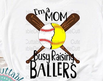 Busy Raising Ballers SVG, Baseball Softball Mom Shirt Design (Digital Download)